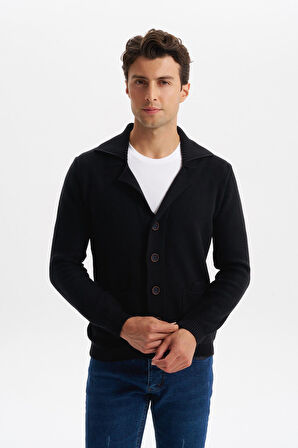 Arma Erkek Slim Fit Örme Likralı Pike Şal Yaka Düğmeli Triko Hırka – %50 Pamuk %50 Akrilik K0HTO0859 