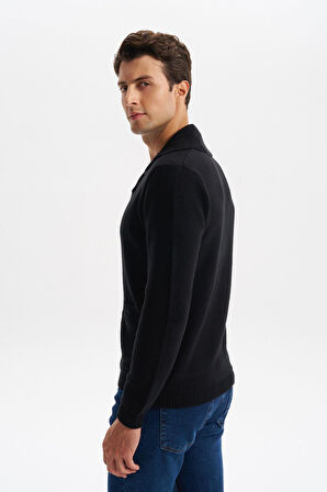 Arma Erkek Slim Fit Örme Likralı Pike Şal Yaka Düğmeli Triko Hırka – %50 Pamuk %50 Akrilik K0HTO0859 