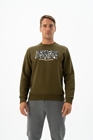 Arma Erkek Büyük Beden Bisiklet Yaka Sweatshirt 