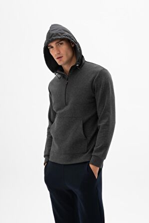Arma Erkek Kapşonlu Kanguru Cepli Sweatshirt 