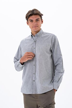 Arma Erkek Uzun Kollu Regular Fit Keten Gömlek 