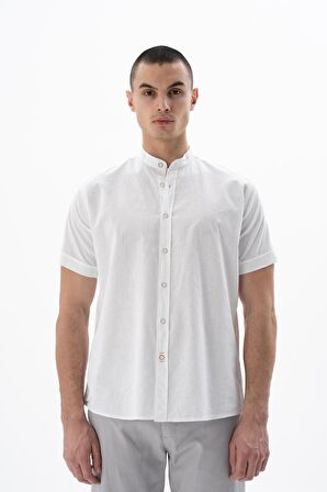 Arma Erkek Kısa Kollu Regular Fit Keten Gömlek 