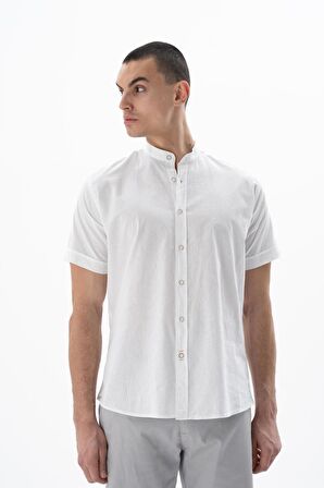 Arma Erkek Kısa Kollu Regular Fit Keten Gömlek 