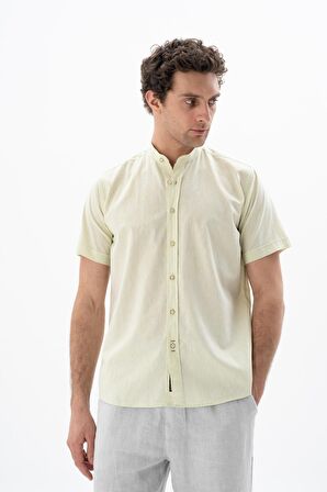 Arma Erkek Kısa Kollu Regular Fit Keten Gömlek 
