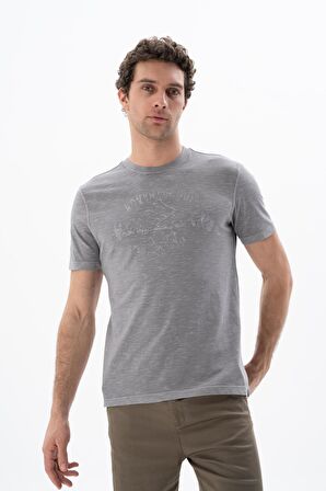 Arma Erkek Regular Fit Parça Boyama Bisiklet Yaka Tişört 