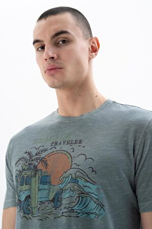 Arma Erkek Regular Fit Parça Boyama Bisiklet Yaka Tişört 