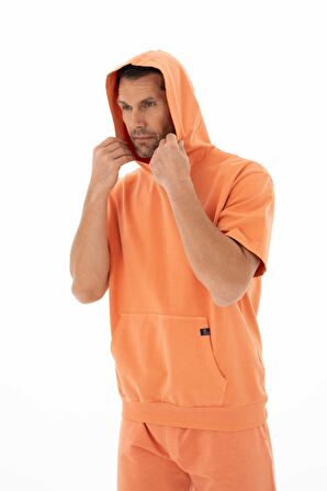 Arma Erkek Oversize Kısa Kollu Kanguru Cepli Kapşonlu Sweatshirt 