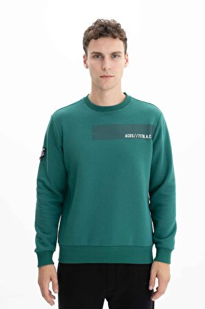 Arma Erkek Büyük Beden Bisiklet Yaka Sweatshirt 