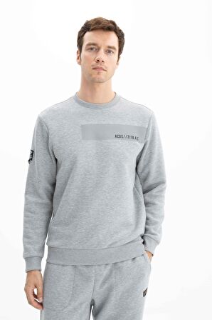 Arma Erkek Büyük Beden Bisiklet Yaka Sweatshirt 