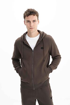 Arma Erkek Regular Fit 3 İplik Şardonlu Tam Fermuar Kapüşonlu Cepli Sweatshirt 