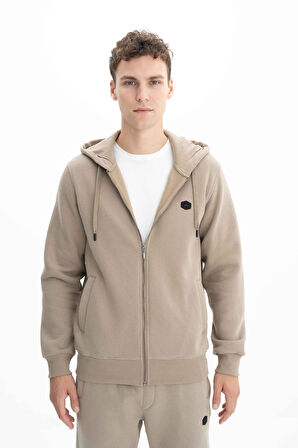 Arma Erkek Regular Fit 3 İplik Şardonlu Tam Fermuar Kapüşonlu Cepli Sweatshirt 