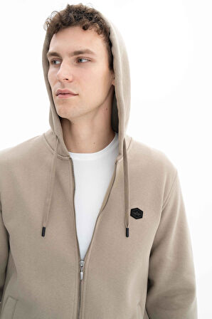Arma Erkek Regular Fit 3 İplik Şardonlu Tam Fermuar Kapüşonlu Cepli Sweatshirt 