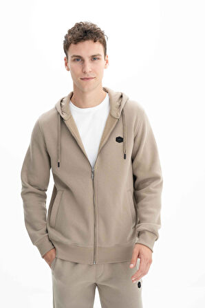 Arma Erkek Regular Fit 3 İplik Şardonlu Tam Fermuar Kapüşonlu Cepli Sweatshirt 