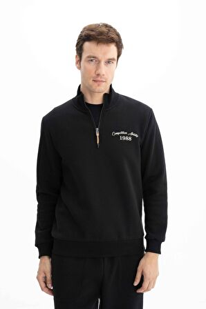 Arma Erkek Büyük Beden Yarım Fermuar Dik Yaka Sweatshirt 