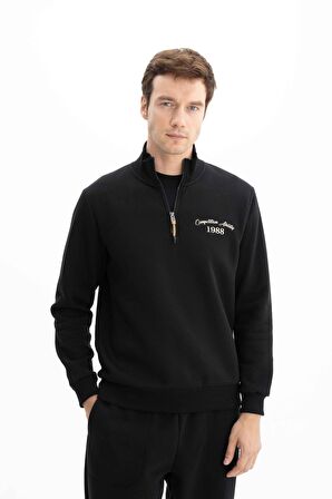 Arma Erkek Büyük Beden Yarım Fermuar Dik Yaka Sweatshirt 