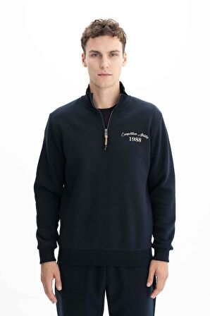 Arma Erkek Büyük Beden Yarım Fermuar Dik Yaka Sweatshirt 