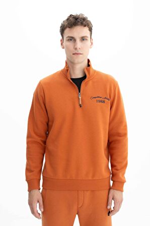 Arma Erkek Büyük Beden Yarım Fermuar Dik Yaka Sweatshirt 