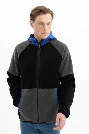 Arma Erkek Basic Regular Fit Kapüşonlu Kanguru Cepli Tüy Bırakmayan Softech Polar Tam Fermuarlı Sweatshirt 