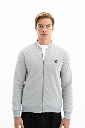 Arma Erkek Kolej Yaka Selanik Basic Slim Fit Tam Fermuar Sweatshirt Mont 