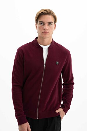 Arma Erkek Kolej Yaka Selanik Basic Slim Fit Tam Fermuar Sweatshirt Mont 