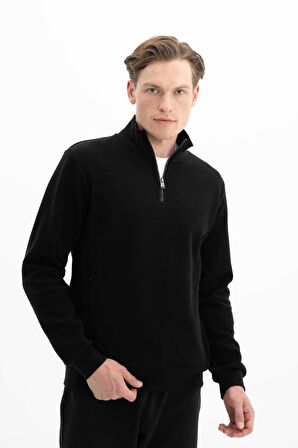 Arma Erkek Basic Regular Fit Dik Yaka Selanik Yarım Fermuarlı Sweatshirt 