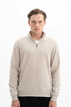 Arma Erkek Basic Regular Fit Dik Yaka Selanik Yarım Fermuarlı Sweatshirt 