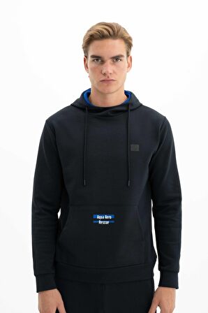 Arma Erkek Slim Fit Likralı Kanguru Cepli Kapşonlu Sweatshirt 