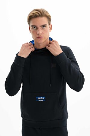 Arma Erkek Slim Fit Likralı Kanguru Cepli Kapşonlu Sweatshirt 