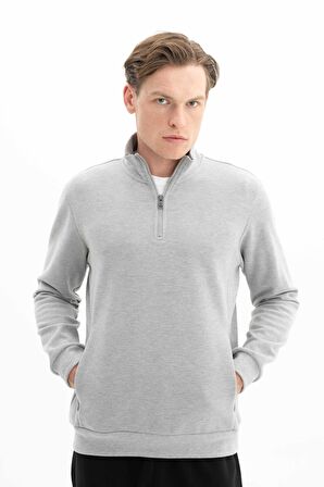 Arma Erkek Basic Regular Fit Dik Yaka Selanik Yarım Fermuarlı Sweatshirt 