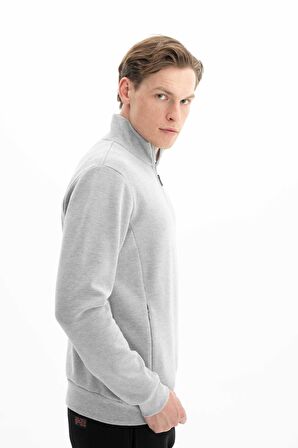 Arma Erkek Basic Regular Fit Dik Yaka Selanik Yarım Fermuarlı Sweatshirt 