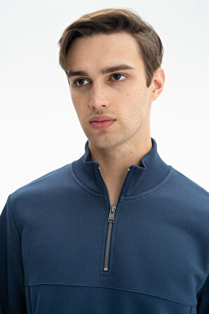 Arma Erkek Regular Fit Şardonsuz 3 iplik Basic Fermuar Cepli Dik Yakalı Yarım Fermuar Sweatshirt K26404626301 