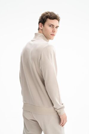 Arma Erkek Regular Fit Şardonsuz 3 iplik Fermuar Cepli Dik Yakalı Yarım Fermuar Sweatshirt 