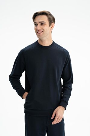 Arma Erkek Regular Fit Yandan Gizli Fermuarlı Şardonsuz 3 İplik Bisiklet Yaka Sweatshirt 