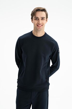 Arma Erkek Regular Fit Yandan Gizli Fermuarlı Şardonsuz 3 İplik Bisiklet Yaka Sweatshirt 