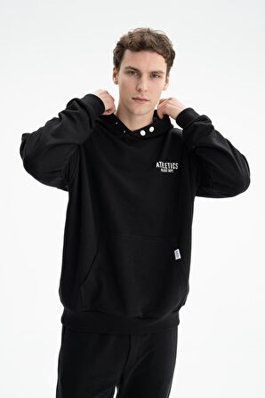Arma Erkek Oversize Kanguru Cepli Şardonsuz 3 İplik Kapşonlu Sweatshirt 