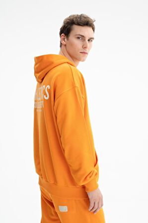 Arma Erkek Oversize Kanguru Cepli Şardonsuz 3 İplik Kapşonlu Sweatshirt 