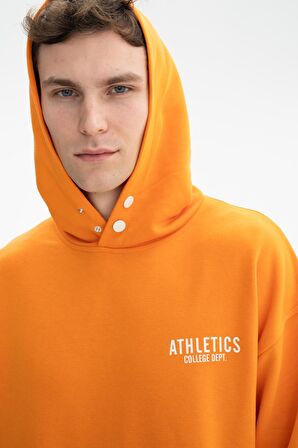 Arma Erkek Oversize Kanguru Cepli Şardonsuz 3 İplik Kapşonlu Sweatshirt 