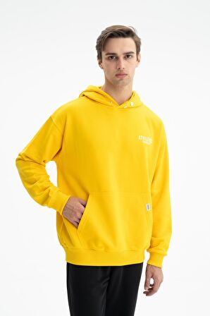 Arma Erkek Oversize Kanguru Cepli Şardonsuz 3 İplik Kapşonlu Sweatshirt 