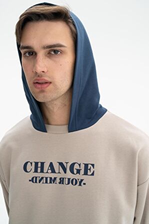 Arma Erkek Oversize Şardonsuz 3 İplik Kanguru Cepli Kapşonlu Sweatshirt 