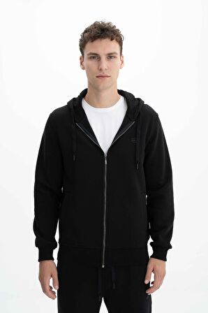 Arma Erkek Regular Fit 3 İplik Şardonlu Tam Fermuar Kapüşonlu Cepli Sweatshirt 