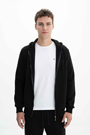 Arma Erkek Regular Fit 3 İplik Şardonlu Tam Fermuar Kapüşonlu Cepli Sweatshirt 