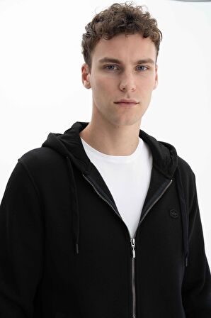 Arma Erkek Regular Fit 3 İplik Şardonlu Tam Fermuar Kapüşonlu Cepli Sweatshirt 