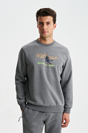 Arma Erkek Regular Fit 3 İplik Şardonlu Pamuklu Bisiklet Yaka Sweatshirt 