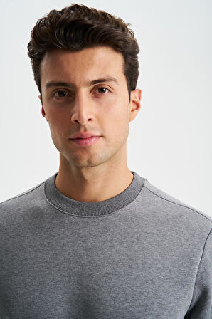 Arma Erkek Regular Fit 3 İplik Şardonlu Yandan Tek Fermuar Cepli Bisiklet Yaka Sweatshirt 