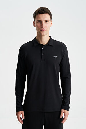 Arma Erkek Slim Fit Çıt Çıt Düğmeli Polo Yaka İnterlok Sweatshirt 