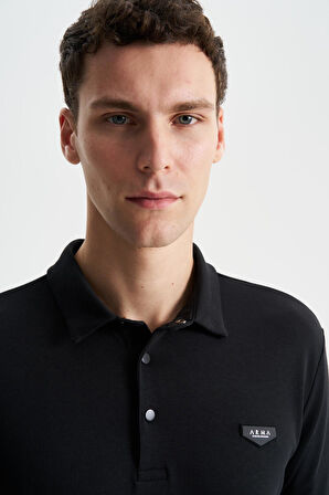 Arma Erkek Slim Fit Çıt Çıt Düğmeli Polo Yaka İnterlok Sweatshirt 