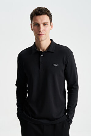 Arma Erkek Slim Fit Çıt Çıt Düğmeli Polo Yaka İnterlok Sweatshirt 