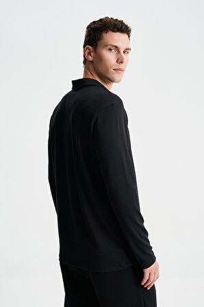 Arma Erkek Slim Fit Çıt Çıt Düğmeli Polo Yaka İnterlok Sweatshirt 