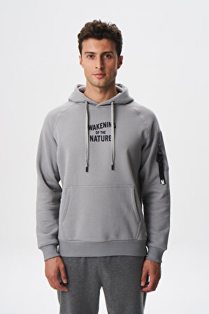 Arma Erkek Regular Fit Koldan Cepli Kapşonlu Sweatshirt 