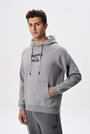Arma Erkek Regular Fit Koldan Cepli Kapşonlu Sweatshirt 